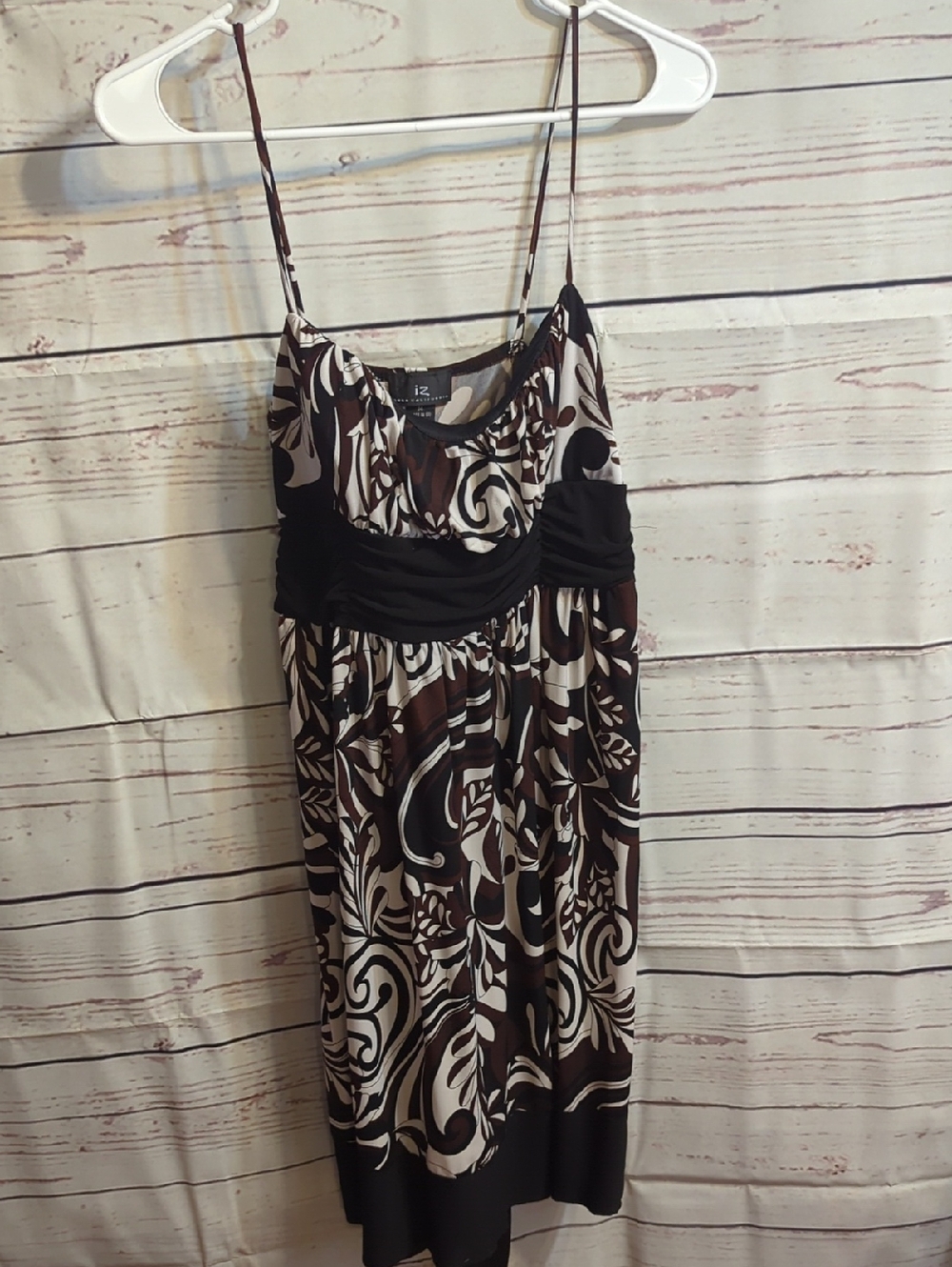 Byer California Black and Brown Patterned Midi Dress